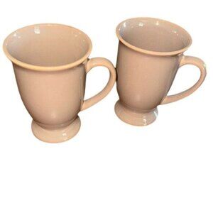 Pair Of California Pantry Beige Ceramic Mugs 6" Tall